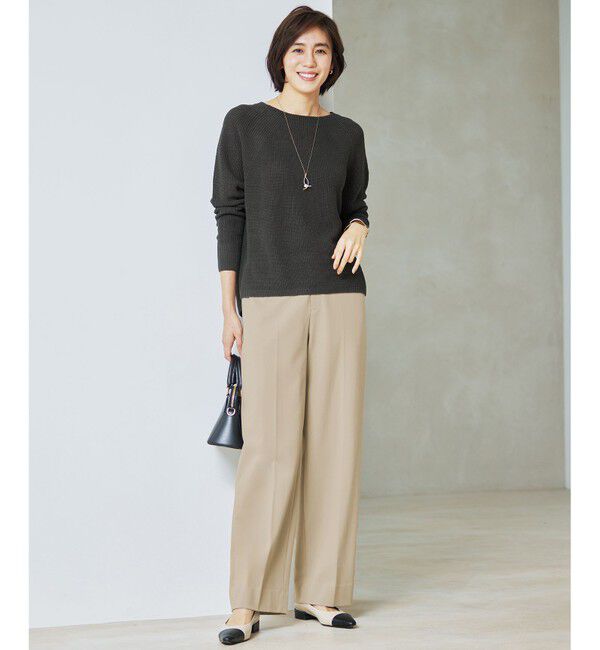 自由区「【WEB限定カラーあり・洗える】リネンミドルゲージボートネック ニット」|ニット・セーター|