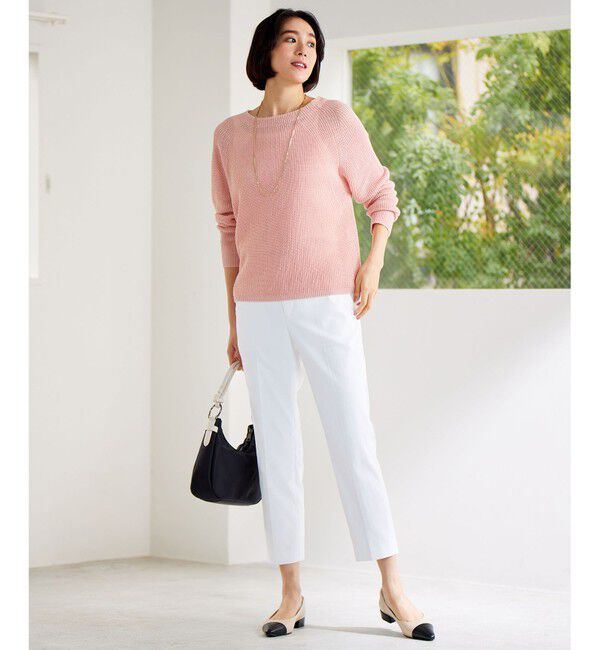 自由区「【WEB限定カラーあり・洗える】リネンミドルゲージボートネック ニット」|ニット・セーター|