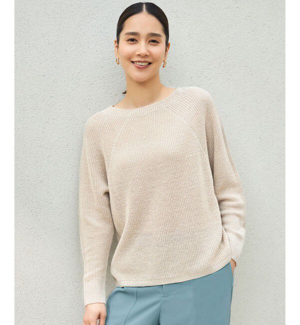 自由区「【WEB限定カラーあり・洗える】リネンミドルゲージボートネック ニット」|ニット・セーター|フラックス