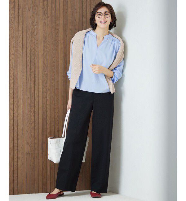 自由区「【WEB限定カラーあり・洗える】リネンミドルゲージボートネック ニット」|ニット・セーター|