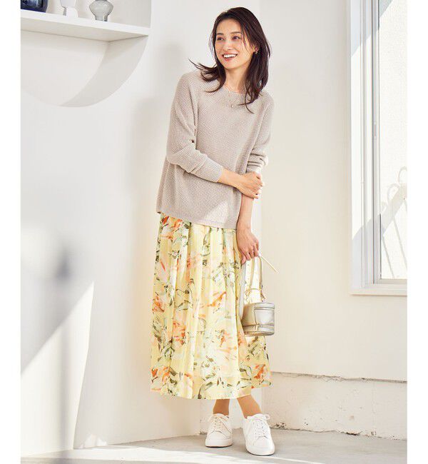 自由区「【WEB限定カラーあり・洗える】リネンミドルゲージボートネック ニット」|ニット・セーター|