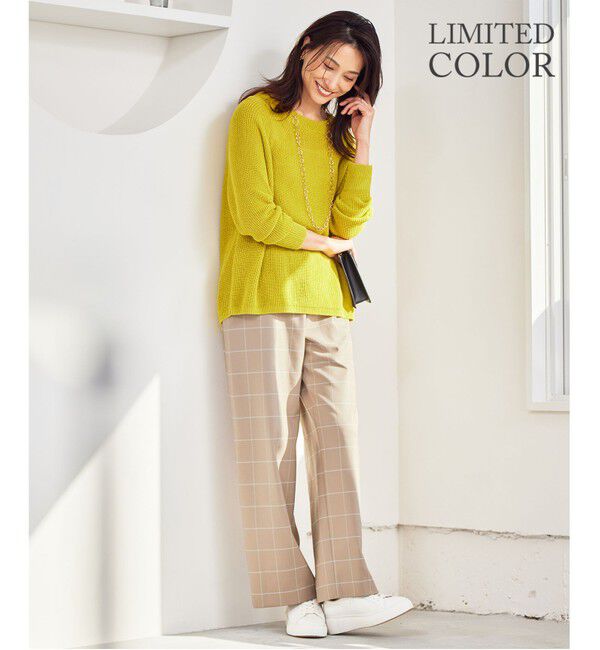 自由区「【WEB限定カラーあり・洗える】リネンミドルゲージボートネック ニット」|ニット・セーター|