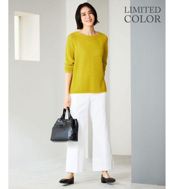 自由区「【WEB限定カラーあり・洗える】リネンミドルゲージボートネック ニット」|ニット・セーター|