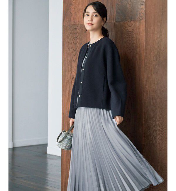 自由区「【ウエストゴム・洗える】ブライトサテンプリーツ スカート」|スカート|