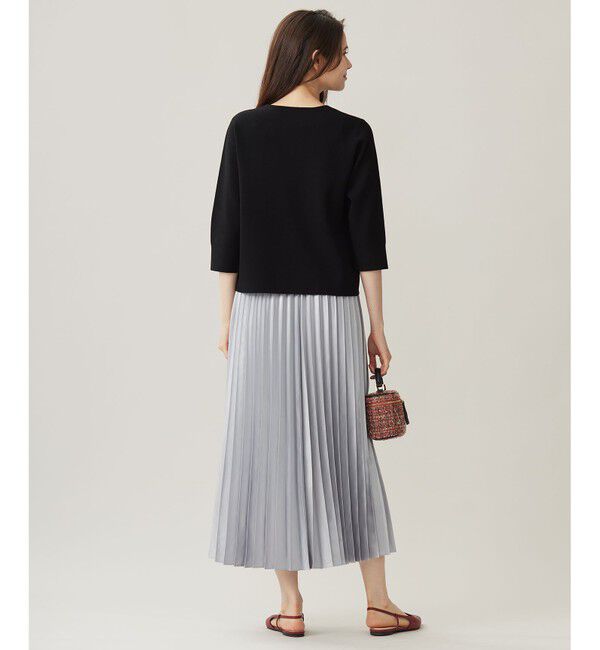 自由区「【ウエストゴム・洗える】ブライトサテンプリーツ スカート」|スカート|