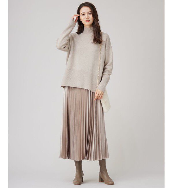 自由区「【ウエストゴム・洗える】ブライトサテンプリーツ スカート」|スカート|