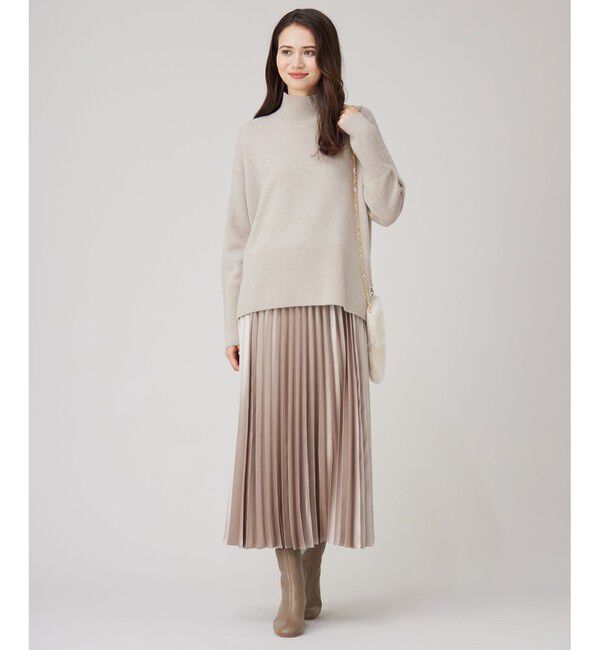 自由区「【ウエストゴム・洗える】ブライトサテンプリーツ スカート」|スカート|