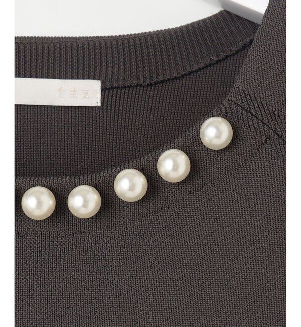 自由区「【洗える】パールディティールニット ワンピース」|ワンピース|