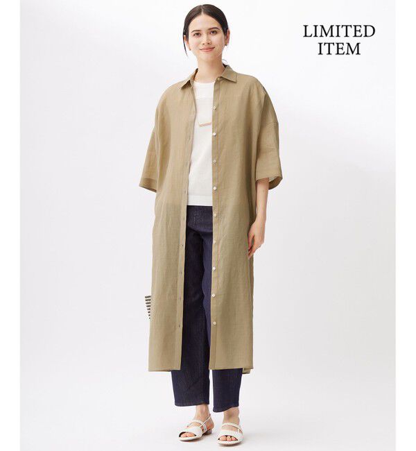 自由区「【カタログ掲載・WEB限定・接触冷感・洗える】シアーラミーローンシャツ ワンピース」|ワンピース|