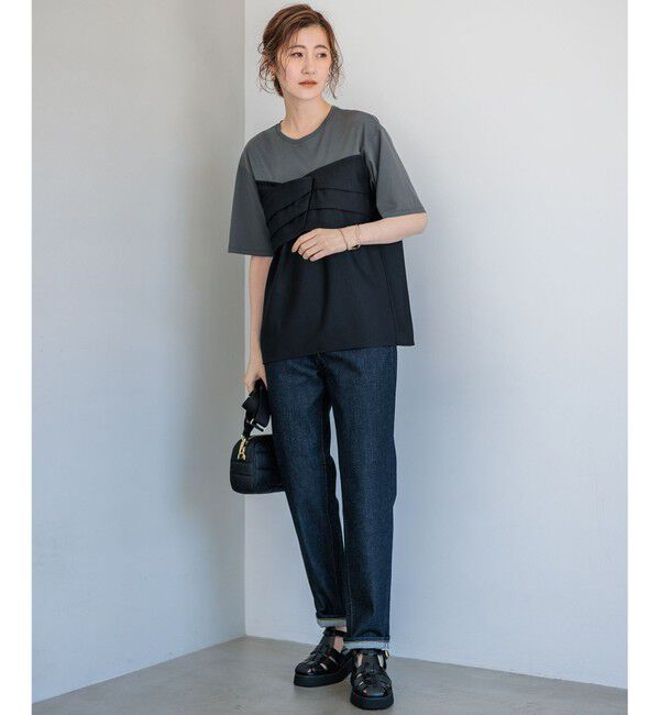 23区「【WEB限定カラーあり/洗える】スムースデザイン コンビ カットソー」|Tシャツ・カットソー|