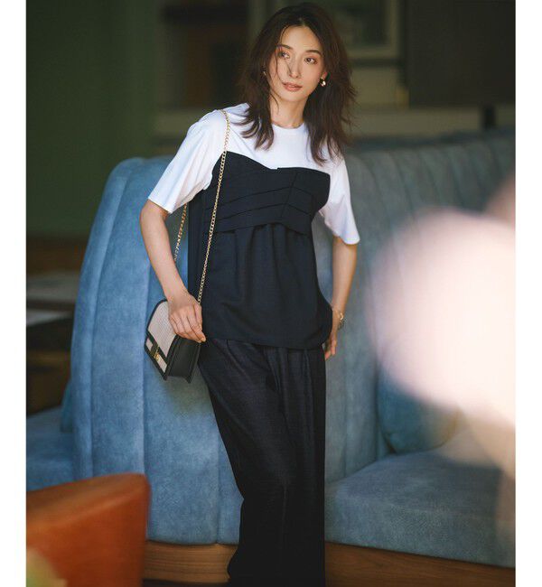 23区「【WEB限定カラーあり/洗える】スムースデザイン コンビ カットソー」|Tシャツ・カットソー|