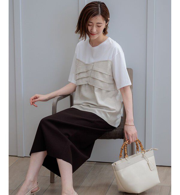 23区「【WEB限定カラーあり/洗える】スムースデザイン コンビ カットソー」|Tシャツ・カットソー|