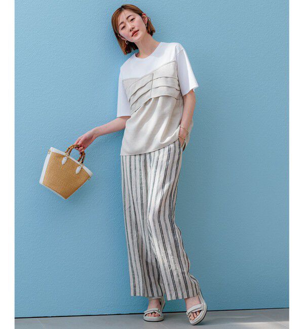 23区「【WEB限定カラーあり/洗える】スムースデザイン コンビ カットソー」|Tシャツ・カットソー|