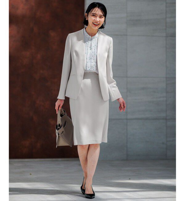 23区「【セットアップ対応/洗える】ドライツイル ノーカラー ジャケット」|ノーカラージャケット|