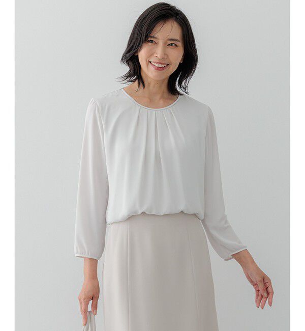 23区「【洗える】シルキーデシン ボールチェーン カットソー」|Tシャツ・カットソー|ベージュ系