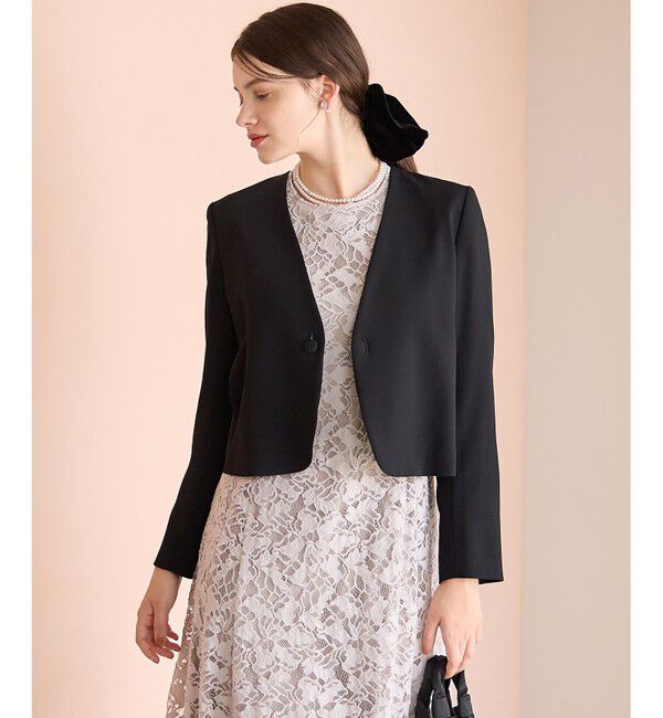 23区「【APPLAUDIR】クリアジョーゼット 3WAYコンパクトジャケット」|ノーカラージャケット|ブラック系