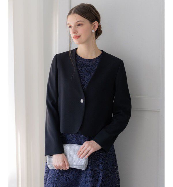 23区「【APPLAUDIR】クリアジョーゼット 3WAYコンパクトジャケット」|ノーカラージャケット|