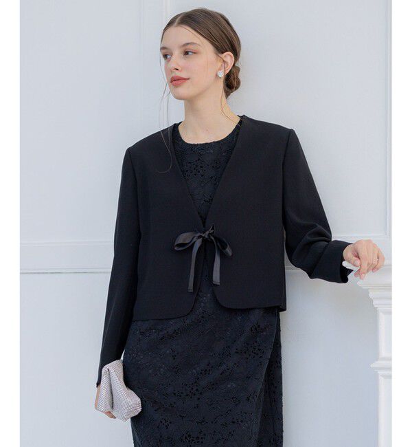 23区「【APPLAUDIR】クリアジョーゼット 3WAYコンパクトジャケット」|ノーカラージャケット|