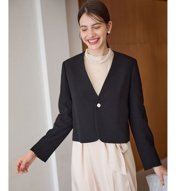 23区「【APPLAUDIR】クリアジョーゼット 3WAYコンパクトジャケット」|ノーカラージャケット|