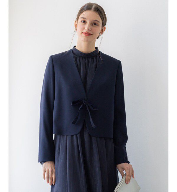 23区「【APPLAUDIR】クリアジョーゼット 3WAYコンパクトジャケット」|ノーカラージャケット|