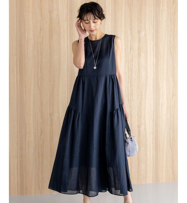 23区「【一部店舗限定/接触冷感/洗える】ラミータンブラー ノースリーブ ワンピース」|ワンピース|ネイビー系