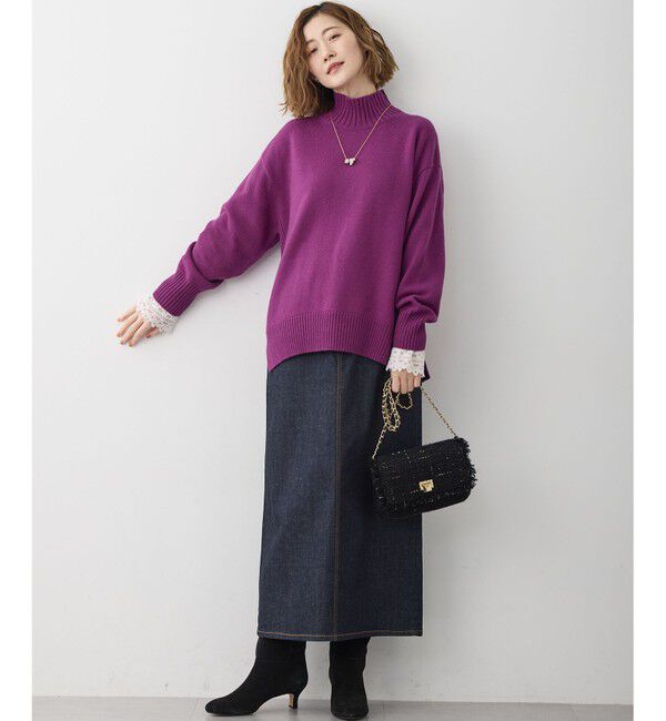 23区「【洗える】ナチュラルコットンベア レースレイヤード カットソー」|Tシャツ・カットソー|