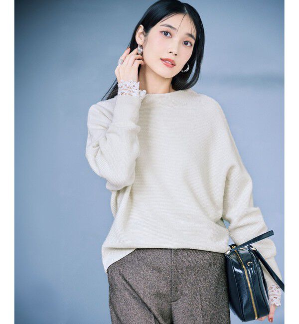 23区「【洗える】ナチュラルコットンベア レースレイヤード カットソー」|Tシャツ・カットソー|