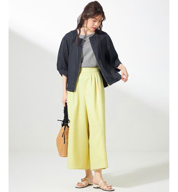 any SiS「【接触冷感・速乾・UVカット】ツヤテロギャザー ブルゾン」|ブルゾン・スタジャン|