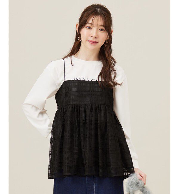 any SiS「【洗える】ラッセルレース キャミソール」|キャミソール|ブラック