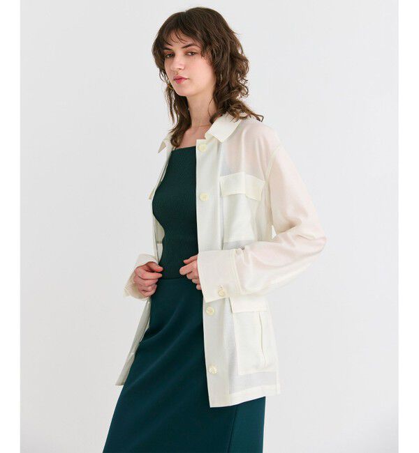 BEIGE,「【洗える】AMARYLLIS / ウエストベルトシアーサファリジャケット」|テーラードジャケット|Ecru