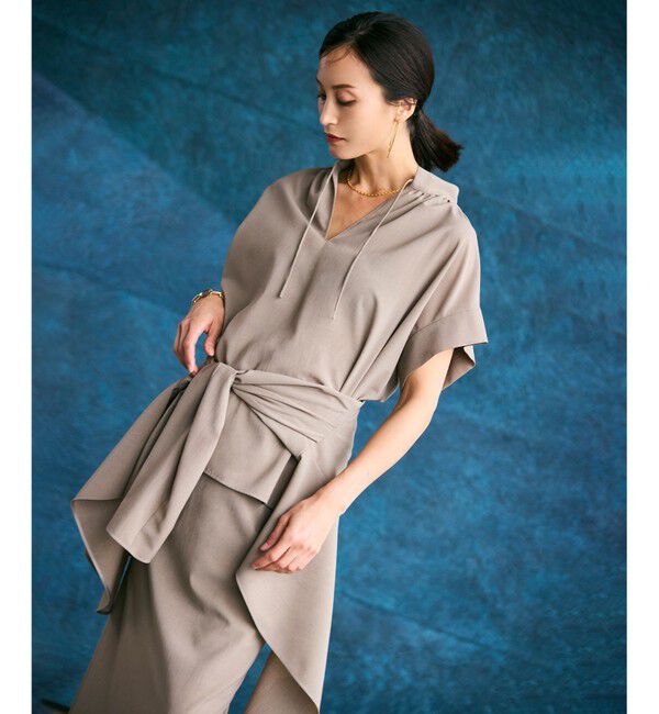 BEIGE,「【洗える/接触冷感/速乾/UVケア対応・Precious 8月号掲載】BATEAU / ボタンレスノーカラジャケット」|ノーカラージャケット|