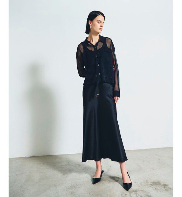 Grace Class「サテンバイアスロングスカート」|スカート|ブラック