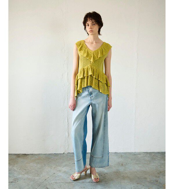 GRACE CONTINENTAL「ミックスフリルニットトップ」|その他|イエロー