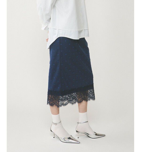  「ドットチュールタイトスカート」|スカート|ブルー