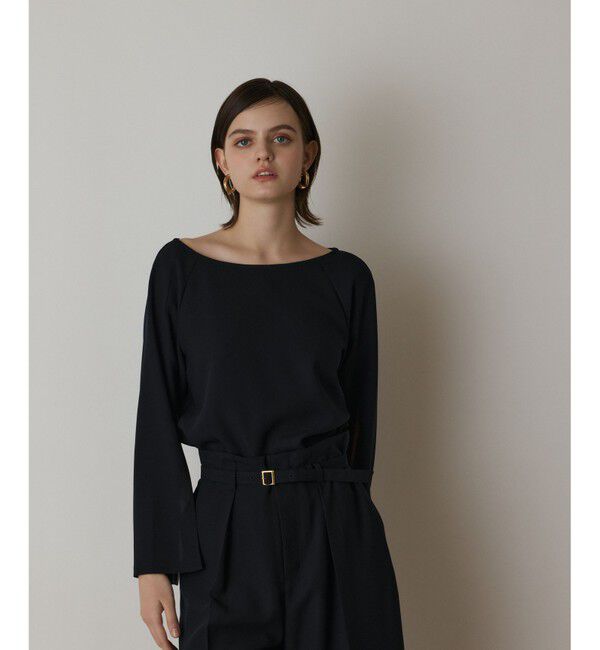  「スリットスリーブトップ」|Tシャツ・カットソー|ネイビー