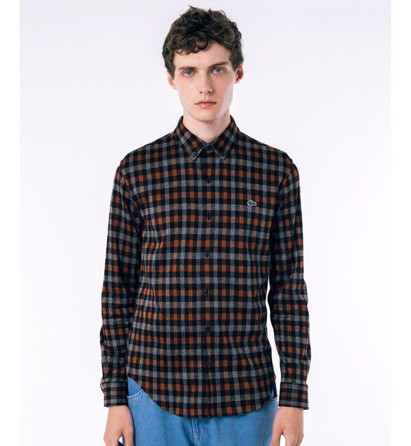 LACOSTE「チェックジャージシャツ」|シャツ・ブラウス|ブラック