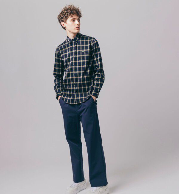 LACOSTE「チェックジャージシャツ」|シャツ・ブラウス|ネイビー
