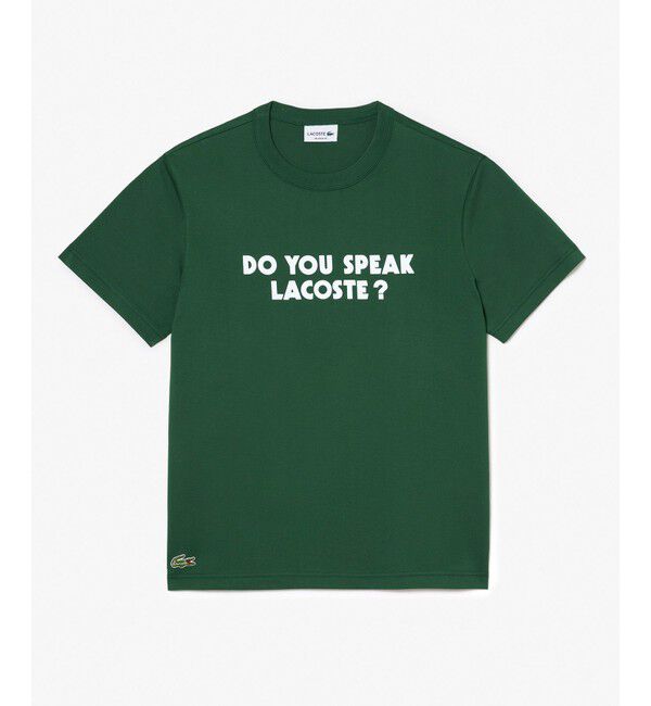 LACOSTE「オーガニックコットン メッセージプリントバインダーネック半袖Tシャツ」|Tシャツ・カットソー|