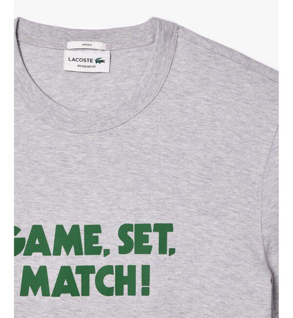 LACOSTE「オーガニックコットン メッセージプリントバインダーネック半袖Tシャツ」|Tシャツ・カットソー|