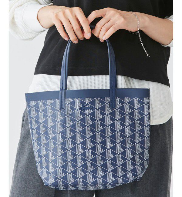 LACOSTE「ゼリィ コーテッドキャンバスモノグラムスモールトート」|トートバッグ|ネイビー