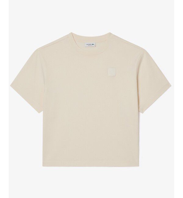 LACOSTE「ヘビーウェイト オーバーサイズ テニスボールパッチウォッシュド半袖Tシャツ」|Tシャツ・カットソー|