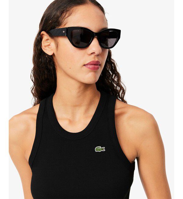 LACOSTE「ワンポイントロゴ エッセンシャルリブニットタンクトップ」|タンクトップ|
