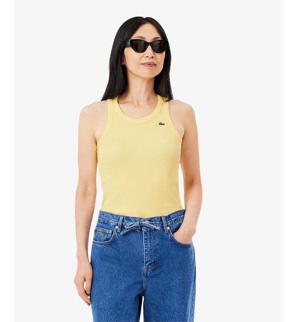 LACOSTE「ワンポイントロゴ エッセンシャルリブニットタンクトップ」|タンクトップ|ペールイエロー