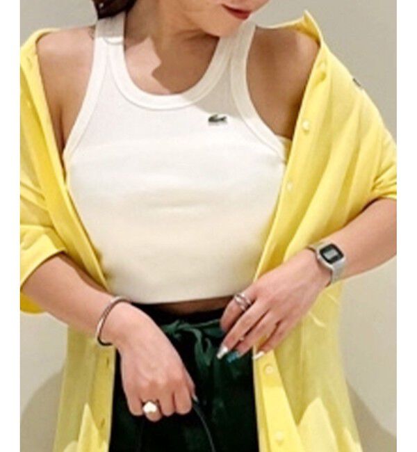 LACOSTE「ワンポイントロゴ エッセンシャルリブニットタンクトップ」|タンクトップ|ホワイト