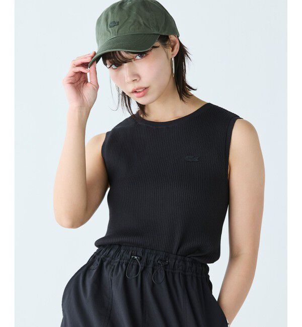 LACOSTE「UVカット クールマックスリブニットタンクトップ」|ベスト・ジレ|ブラック