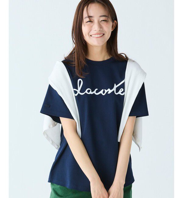 LACOSTE「【オンライン限定】LACOSTE スクリプトネームロゴ  ルーズシルエットハーフスリーブTシャツ」|Tシャツ・カットソー|