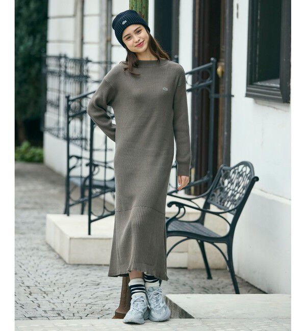 LACOSTE「ローウエストリブニットドレス / フレアワンピース」|ワンピース|