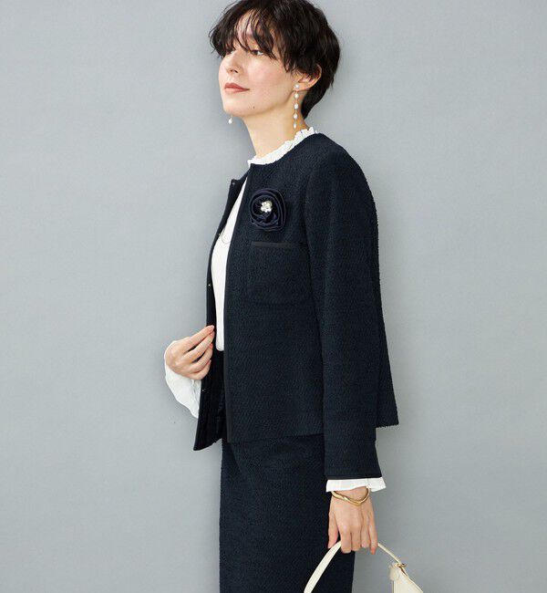 NOLLEY'S「《セットアップ対応》コンパクトインレイクルーネックジャケット」|ノーカラージャケット|