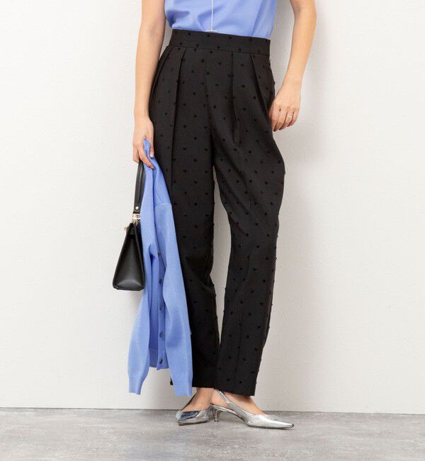 NOLLEY'S「《セットアップ対応》ウォッシャブルドットツッキリツータックテーパードパンツ」|その他|ブラック