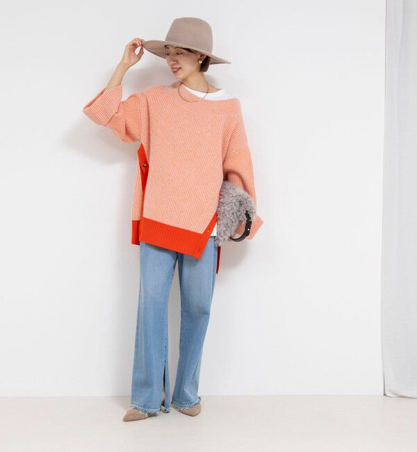 Rie Miller「ロールアップスリーブ両畦プルオーバー」|ニット・セーター|